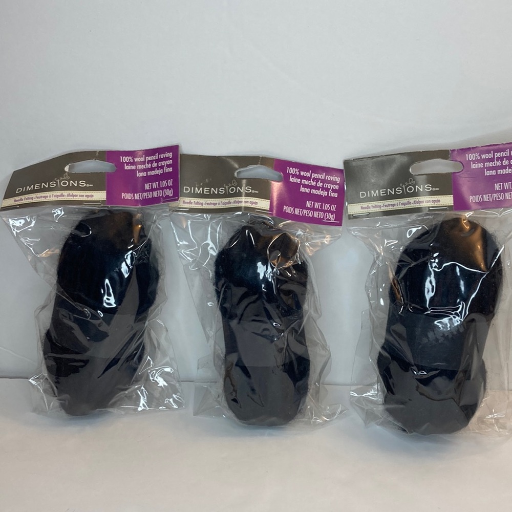 Dimensions Feltworks 100% Wool Pencil Roving Black Felt Needle Felting Crafts